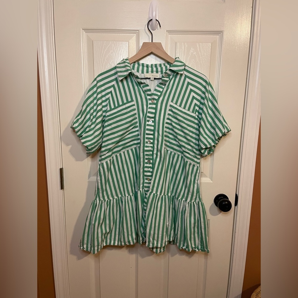 Pinch Green and White Striped Mini Dress